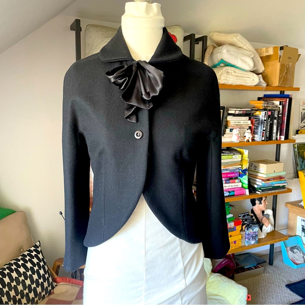 Marc by Marc Jacobs black wool cropped jacket bow bolero XS/S 0/2